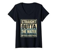 Women's Baptism Tshirt Kids Adult Christian Jesus Religion Baptized V-Neck T-Shirt