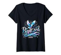 Women's Baptized 2026 Shirt Christian Water Baptism Church Group V-Neck T-Shirt
