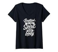 Women's Baptized By One Spirit Into One Single Body Christian V-Neck T-Shirt