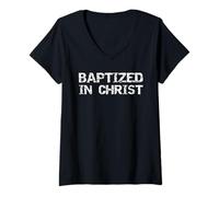 Womens Baptized in Christ After Baptism Shirt for Boys Baptism V-Neck T-Shirt