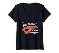 Womens Bar Harbor Maine Lobster Acadia National Park Retro V-Neck T-Shirt