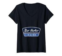 Women's Bar Harbor Maine Vintage Travel Coastal Vacation V-Neck T-Shirt