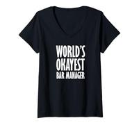 Womens Bar Manager: World's Okayest Funny V-Neck T-Shirt