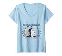 Womens Barack Obama Tribute Art The Future Belongs to Us V-Neck T-Shirt