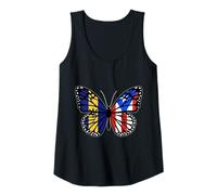 Womens Barbados and Puerto Rico Mix Butterfly Half Bajan Boricua Tank Top