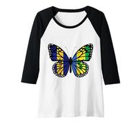 Womens Barbados and Vincent Mix Butterfly Half Bajan Vincentian Raglan Baseball Tee