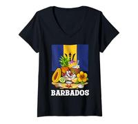 Womens Barbados Flag Proud Barbadian Heritage Barbadian Roots V-Neck T-Shirt