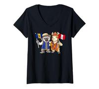 Women's Barbados Peru Flag Barbadian Roots Peruvian Heritage V-Neck T-Shirt