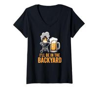 Women's Barbecue and Beer I'll Be in The Backyard V-Neck T-Shirt