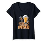 Women's Barbecue and Beer I'll Be in The Backyard V-Neck T-Shirt