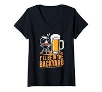 Women's Barbecue and Beer I'll Be in The Backyard V-Neck T-Shirt