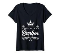 Women's Barber Crown Quote Trust Me I'm a Barber Design V-Neck T-Shirt