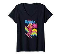 Women's Barbie - Après Ski Retro Doll V-Neck T-Shirt, Black, X-Large