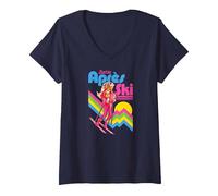 Women's Barbie - Après Ski Retro Doll V-Neck T-Shirt, Navy Blue, XX-Large