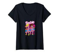 Women's Barbie - Barbie & Teresa Skating- Palm Trees V-Neck T-Shirt