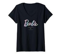 Womens Barbie - Together We Shine Pastel Tie Dye Design V-Neck T-Shirt