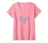 Women's Barbie - Together We Shine Pastel Tie Dye Design V-Neck T-Shirt, Pink, X-Large