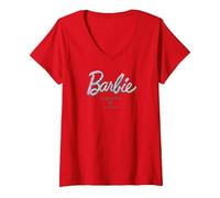 Women's Barbie - Together We Shine Pastel Tie Dye Design V-Neck T-Shirt, Red, Small