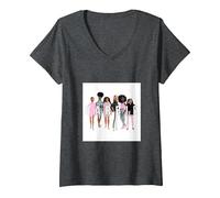 Women's Barbie Unity Matters V-Neck T-Shirt, Dark Heather Grey, Medium