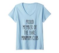 Womens Bare Minimum Club Funny Lazy Humor Sarcastic Low Effort Work V-Neck T-Shirt