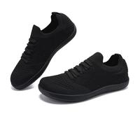 Womens Barefoot Shoes Wide Toe Box Trail Running Memory Foam Comfortable Trainers Lace-up Breathable Lightweight Walking Sneakers Black UK 8.5