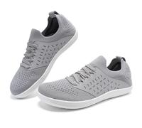 Womens Barefoot Shoes Wide Toe Box Trail Running Memory Foam Comfortable Trainers Lace-up Breathable Lightweight Walking Sneakers Grey UK 7