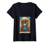Womens Barista Coffee Maker Funny Tarot Card Coffee Lover V-Neck T-Shirt