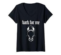 Women's Bark for Me Doggy - Barking Dog Gothic Emo Y2k Grunge Goth V-Neck T-Shirt