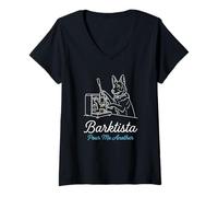 Women's Barktista Pour Me Another German Shepherd Coffee Drinker V-Neck T-Shirt