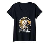 Women's barn owl Banding Hoodie for Wildlife Biologists Night Shift. V-Neck T-Shirt
