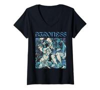 Womens Baroness Blue Record V-Neck T-Shirt