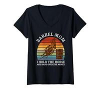 Womens Barrel Mom Funny Barrel Racing V-Neck T-Shirt