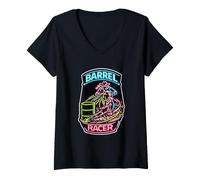 Women's Barrel Racer Rodeo Turn and Burn Gift V-Neck T-Shirt