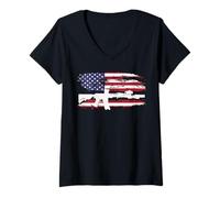 Womens Barrett 50 Cal Gun Love 2nd Amendment Adult Pro Gun Army V-Neck T-Shirt
