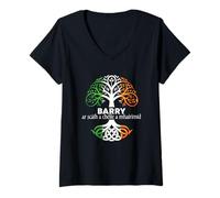 Women's Barry Irish Family Name Celtic Irish Roots V-Neck T-Shirt