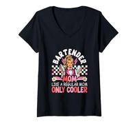 Women's Bartender Mom Definition Regular Only Cooler Mother's Day V-Neck T-Shirt