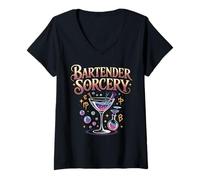 Womens Bartender Sorcery Enchanted Cocktail Potion V-Neck T-Shirt