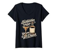 Women's Bartender What Can I Get You to Get Drunk Mixologist - V-Neck T-Shirt
