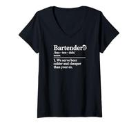 Women's Bartending Bartender Serve Beer Colder Cheaper Than Your Ex V-Neck T-Shirt