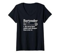 Women's Bartending Bartender Serve Beer Colder Cheaper Than Your Ex V-Neck T-Shirt