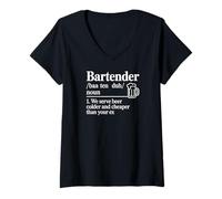 Women's Bartending Bartender Serve Beer Colder Cheaper Than Your Ex V-Neck T-Shirt