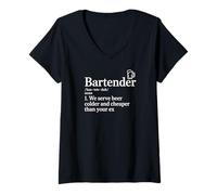 Women's Bartending Bartender Serve Beer Colder Cheaper Than Your Ex V-Neck T-Shirt