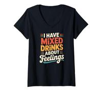 Women's Bartending I Have Mixed Drinks About Feelings Humor V-Neck T-Shirt