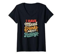 Women's Bartending I Have Mixed Drinks About Feelings Humor V-Neck T-Shirt