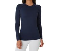 TCA Super Thermal Long Sleeve Women Running, Ski Base Layer - Compression Shirts Woman, Workout Tops for Women - Navy Eclipse, L