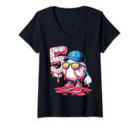 Womens Baseball 5 Year Old Ice Cream Drip 5th Birthday V-Neck T-Shirt