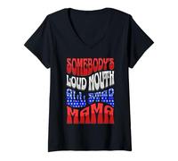 Womens Baseball All Star Mom Softball All Star Mama Loudmouth Mom V-Neck T-Shirt