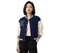 Women's Baseball Bomber Front Button Long Sleeve Jacket Fashion Ladies Retro Varsity Gilets Blazer UK Size One (8-14)