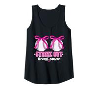 Womens Baseball Boobs Strike Out Breast Cancer Awareness Bow Women Tank Top