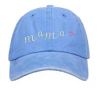 Women's Baseball Cap Mama Vintage Distressed Washed Cotton Adjustable Dad Hat Outdoor (Blue 1), Blue
